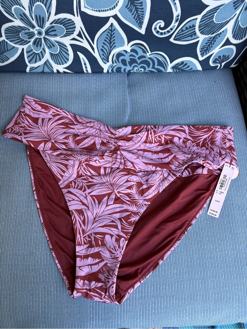 Victoria's Secret Pink and Mauve Floral High-Waist Bikini Bottoms